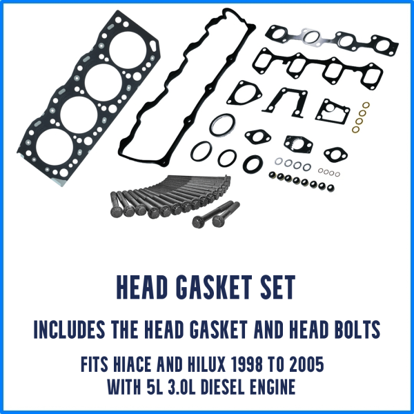 5L cylinder head gasket set kit with head bolts