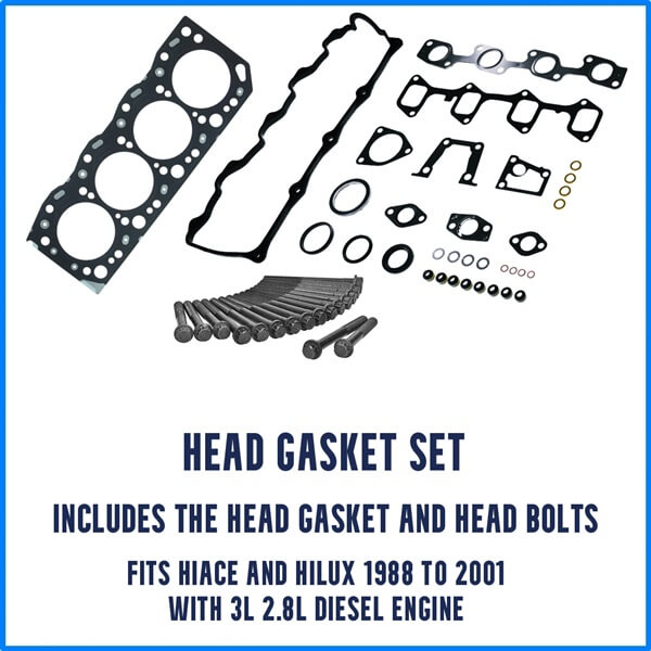 3L cylinder head gasket set kit with head bolts